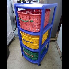 札幌お引き取り限定◆家具◆キッズラック/おもちゃ収納/3段カゴ付...