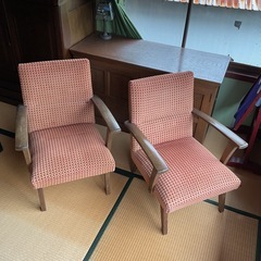古道具 昭和レトロ　1人掛けソファ(2脚セット)