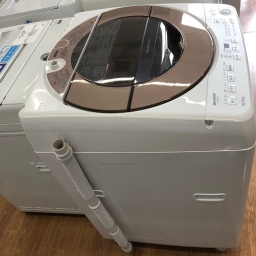 安心の1年保証付。【SHARP 全自動洗濯機　ES-GV10G-T 10.0kg 2023年製】取りに来れる方限定