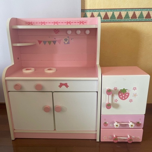 マザーガーデン　木製キッチン、冷蔵庫セット