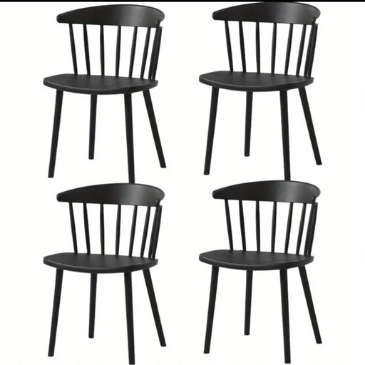 SALE⭐︎新品⭐︎Probasto ダイニングチェア ウィンザーチェア PP（強化ポリプロピレン）ブラック4脚セット