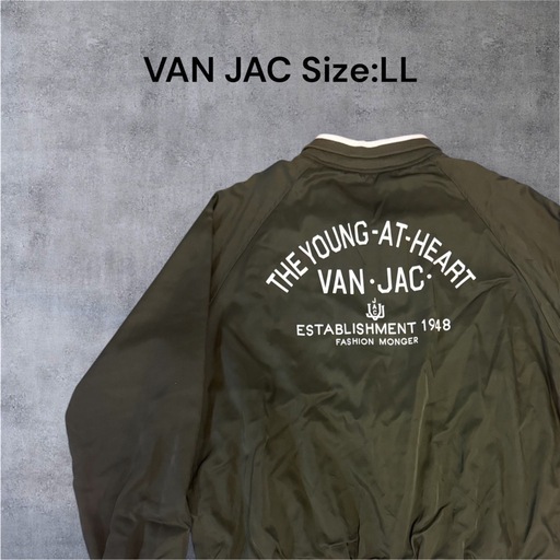 【超美品】VAN-JAC 薄手 スタジアムジャンパー LL オリーブ