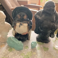 陶磁器製置物　お好きなだけどうぞ　神鷹、狸の瓶　大黒様？　うさぎ