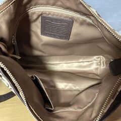 COACH コーチ　シグネチャー ショルダーバック　キャンバス x レザー　F24032　コゲ茶の画像