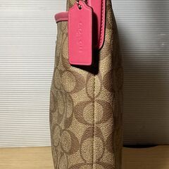 COACH コーチ　シグネチャー ショルダーバック　PVCレザー　 F58297　茶/ピンクの画像