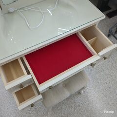 東海家具 3面ドレッサー ホワイト イス付の画像