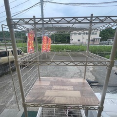 【リサイクルサービス八光】幅54㎝　　4段メタルラック　スライド台付きの画像