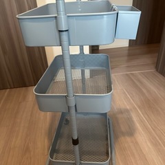 キャスター付き　スチールワゴン 高さ調整可能 キッチンワゴン ラック 収納の画像