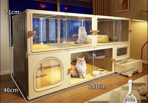 【ほぼ新品・1週間使用】4段式 高級猫用ケージ／キャットハウス 猫タワー