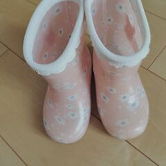 キムラタン　ピンク花がらレインブーツ