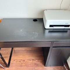パソコンデスク＋椅子2脚セット（ダークブラウン）※引き取り限定