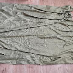 【中古品】カーテン　緑　レースカーテン葉模様