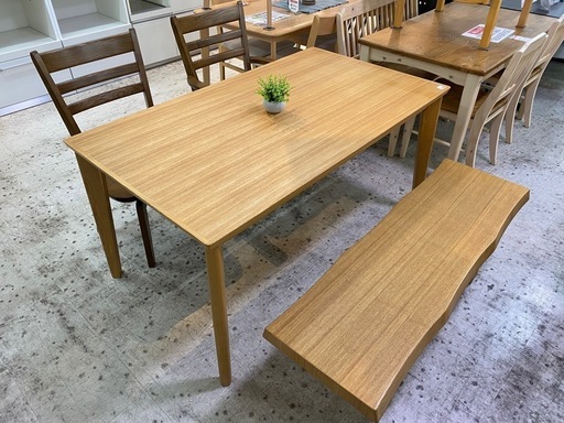 【愛品館 江戸川店 】ベンチチェア ダイニング4点セット