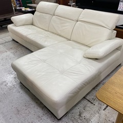 【愛品館 江戸川店 】総本革 ワイドカウチソファ Leather...