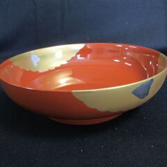 　菓子盆漆塗り(中山塗)	銀箔剝がれあり　直径24cm×高さ7.5cm		の画像