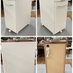 S270 ⭐ 大和木工 ステンレスキッチン台 スリム食器棚 キャスター付き 幅35cm USEDの画像