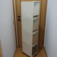 プラスチック製の4段資源ゴミ分別ワゴンボックスの画像