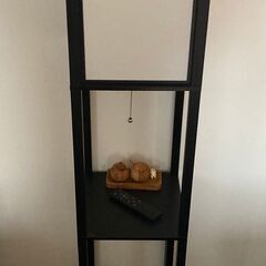 黒の照明付きスタンド型シェルフ