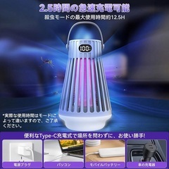 【新品】電撃殺虫器 コバエ取り M29 UV光源誘引式 360°強力殺虫灯 殺虫ライト 3000mAh大容量バッテリー 防水防雨の画像