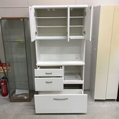 【ｼﾞｬﾝｸﾞﾙｼﾞｬﾝｸﾞﾙ金沢店】キッチンボード  白 W(幅)88×D(奥行き)39×H(高さ)180cm ※クリーニング済みの画像