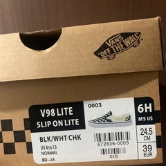 新品‼️Vans V98 LITE スリッポン 24.5cm ブラック/ホワイトチェックの画像