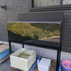 アクリル水槽120×60×45【4面ブラック】・水槽台・上部フィルター 3点セットの画像
