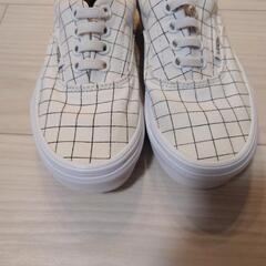 VANS チェック柄 スニーカー ホワイト バンズ ヴァンズ 17.5cmの画像