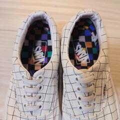 VANS チェック柄 スニーカー ホワイト バンズ ヴァンズ 17.5cmの画像
