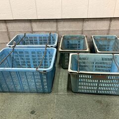 コンテナ 5個セット プラスチック製 収納ボックス レトロ 幅67cm×奥行46cm×高さ33cmの画像