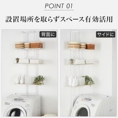 ニトリ 突っ張り洗濯機ラック(ホワイトウォッシュ BH07の画像