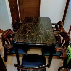 テーブル＆椅子5脚　ダイニングテーブルセット　ヴィンテージ家具　...