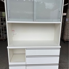 🍽【松田家具 食器棚 120cm幅】  スライドガラス扉付き／引...