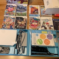 Wii本体（リモコン5個付き）と人気ゲームソフトのセット+太鼓の達人　太鼓とバチ付き の画像