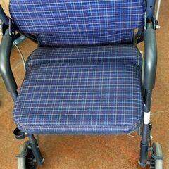 ブレーキ付　島製作所　シンフォニーSP 格子紺　シルバーカー　手押し車の画像