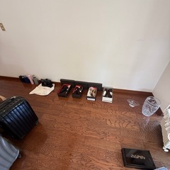 水筒、ブランド靴、服、収納ボックス多数、スーツケース小、工具、人毛カツラ、和服、布多数、生地多数、鏡台、ハンガーラック、新品ブランドネクタイ、新品オムツ多数、の画像