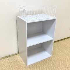 【値下げ】２段カラーボックス　ワイヤーバスケットセット　ホワイトの画像