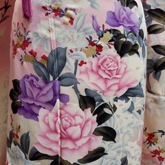 振り袖７点セット(65)　正絹　ピンクの暈し　薔薇　桜　成人式の画像