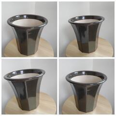 植木鉢　和鉢　ツヤあり　陶器鉢　プランター　十角形の画像