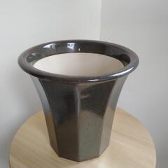 植木鉢　和鉢　ツヤあり　陶器鉢　プランター　十角形の画像