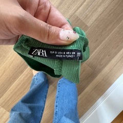 ZARA◼️グリーンワンピース◼️ベルト付きミディワンピースMの画像