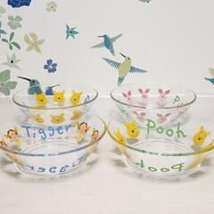 平成レトロ　プーさんガラスボウル4個セット　シリアルボール　器　食器
