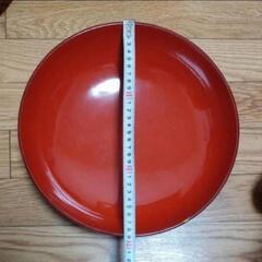 時代漆器　朱漆塗沈金鶴亀木製菓子鉢の画像