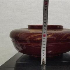 時代漆器　朱漆塗沈金鶴亀木製菓子鉢の画像