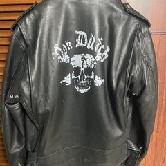 Von Dutch ブラックレザージャケット XLの画像