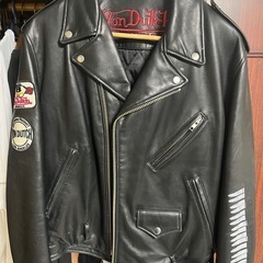 Von Dutch ブラックレザージャケット XLの画像