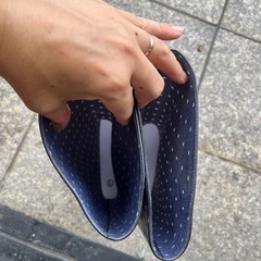 【未使用】長靴　レインブーツ　Ｌサイズ　　24-24.5cm ネイビー　水玉　ロング　クッキーモンスターのブーツキーパー付き　の画像