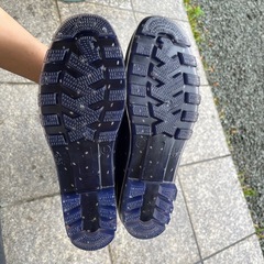 【未使用】長靴　レインブーツ　Ｌサイズ　　24-24.5cm ネイビー　水玉　ロング　クッキーモンスターのブーツキーパー付き　の画像