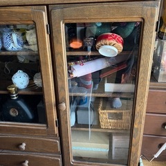 キッチン収納　ロータイプ　レンジラック　キッチン家具　食器棚　木製　アンティークの画像