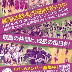 【多摩市】小１〜６男女ミニバスケ募集中★初心者・未経験大歓迎