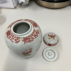 I2506-629 有田焼 一進堂 赤絵唐子茶壺 中古の画像
